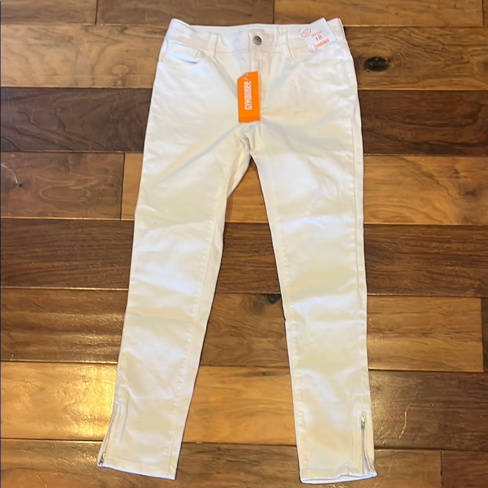 White Skinny Jeans with Zipper Detail new